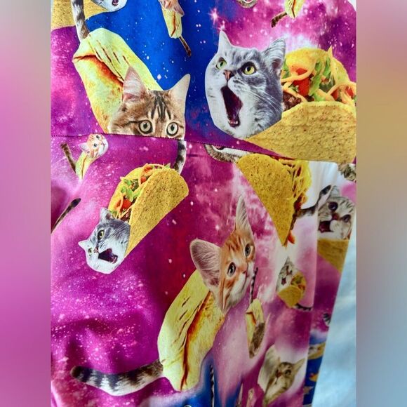 Modcloth Cats and Tacos Fiesta A-line Pink Fit & Flare Retro Funny Dress - Picture 3 of 4